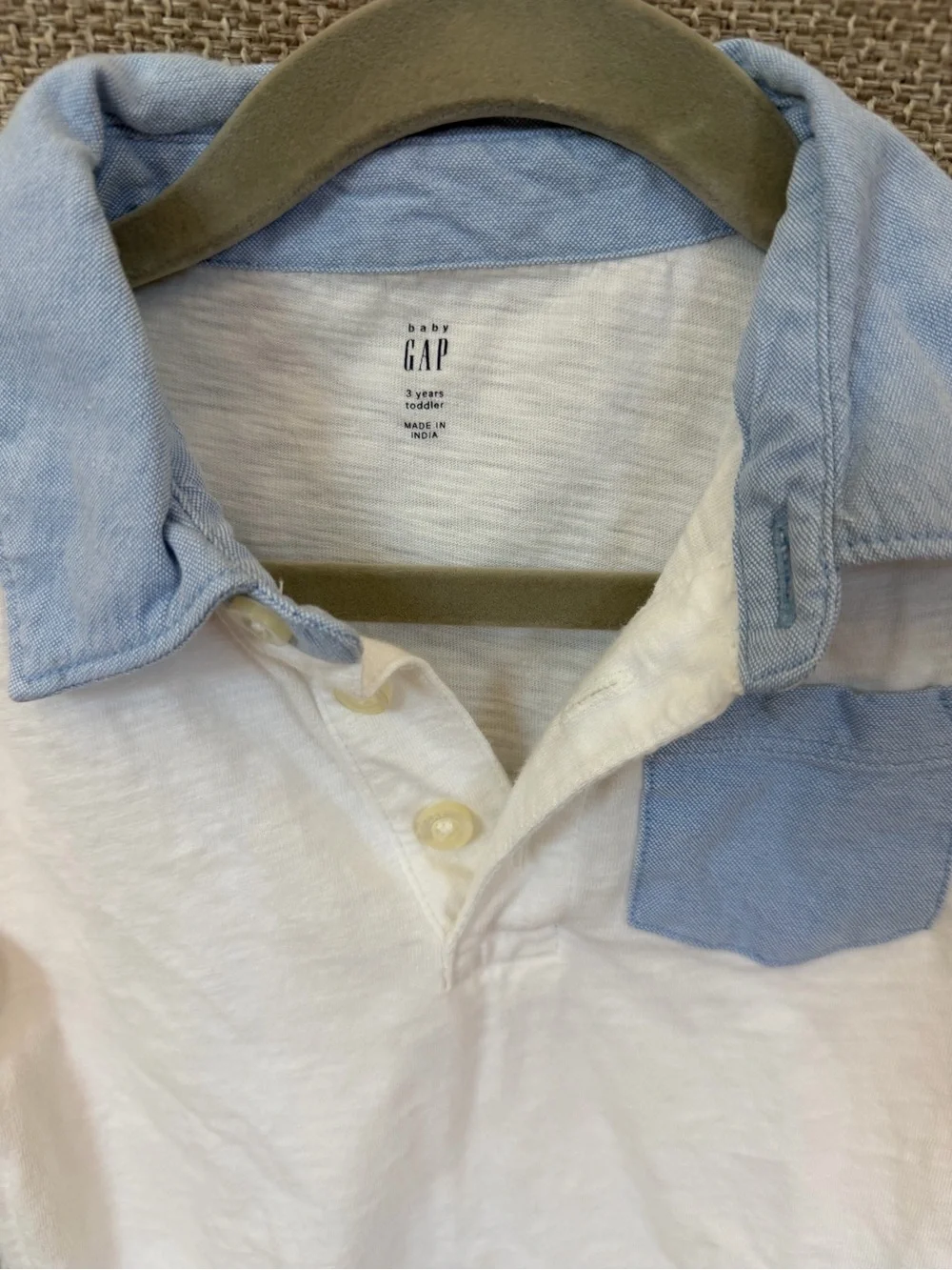 GAP White Polo with Light Blue Collar and Pocket